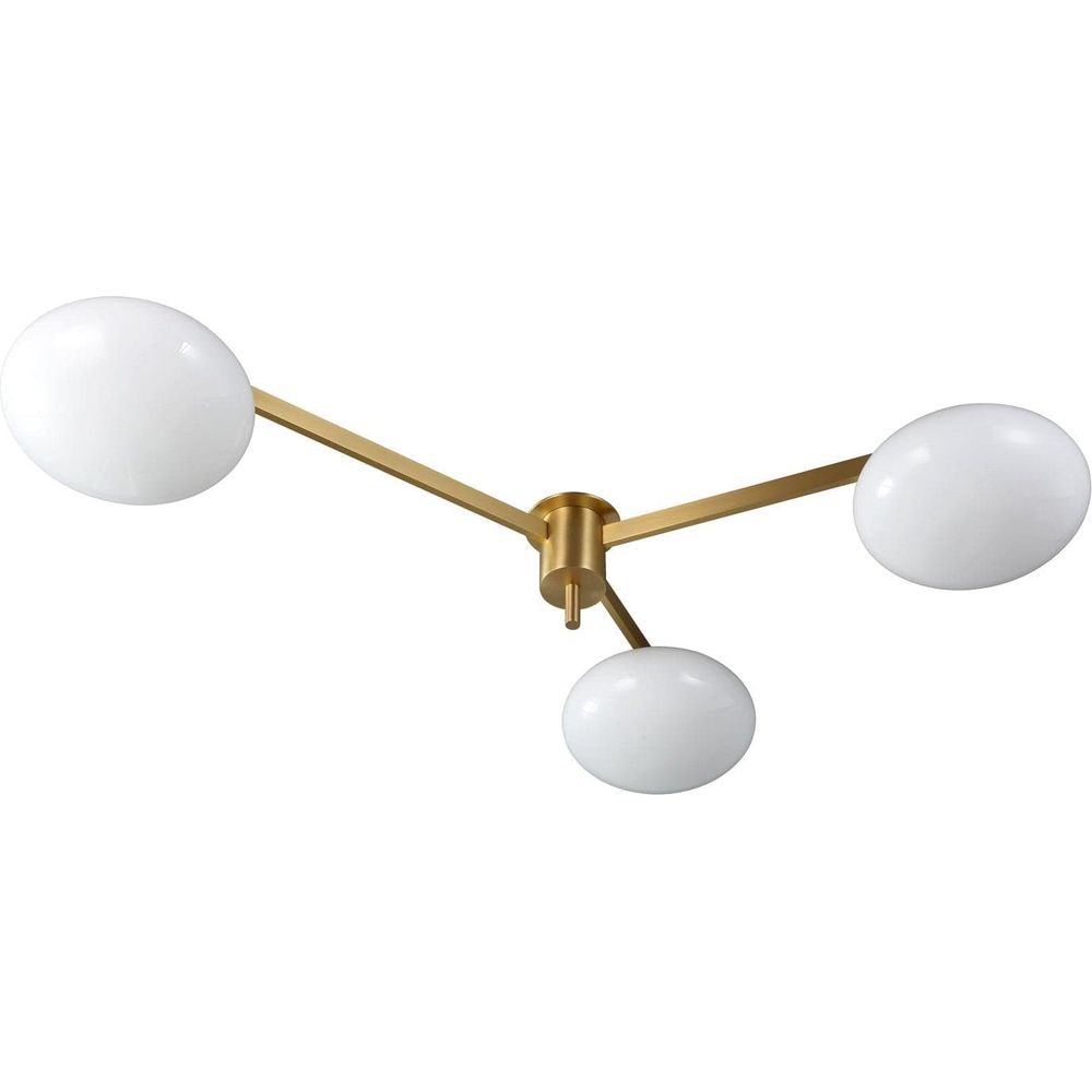 Lelli Three Arm Ceiling Light - Brass-France & Son-LN7103BRS-Flush Mounts-2-France and Son