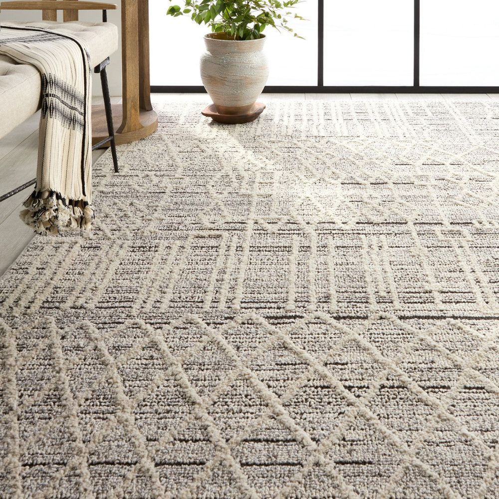 Casita Trellis Cream/ Gray Runner Rug (3'X8')