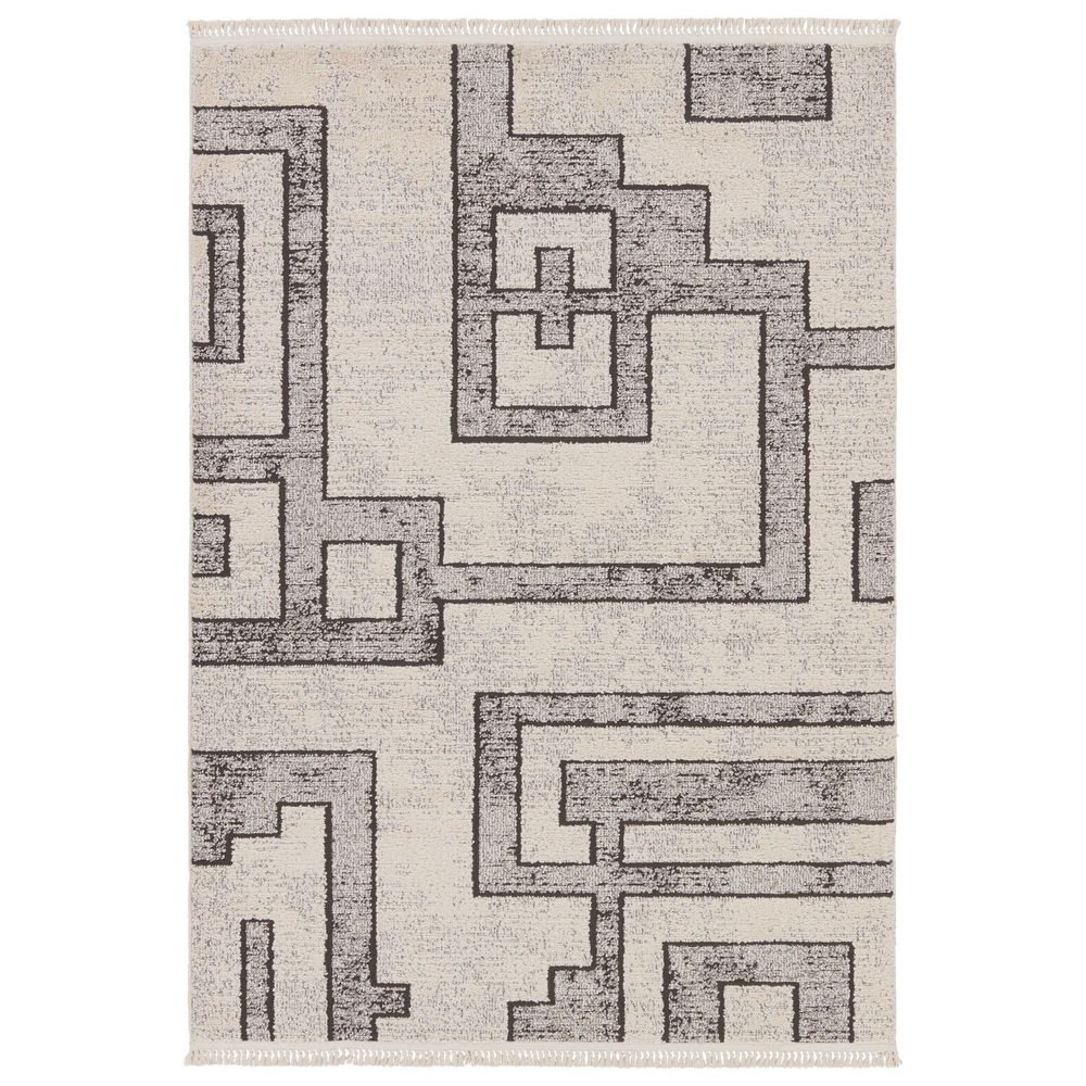 Runners Chalet Geometric Gray/ Cream Runner Rug (3'X8')