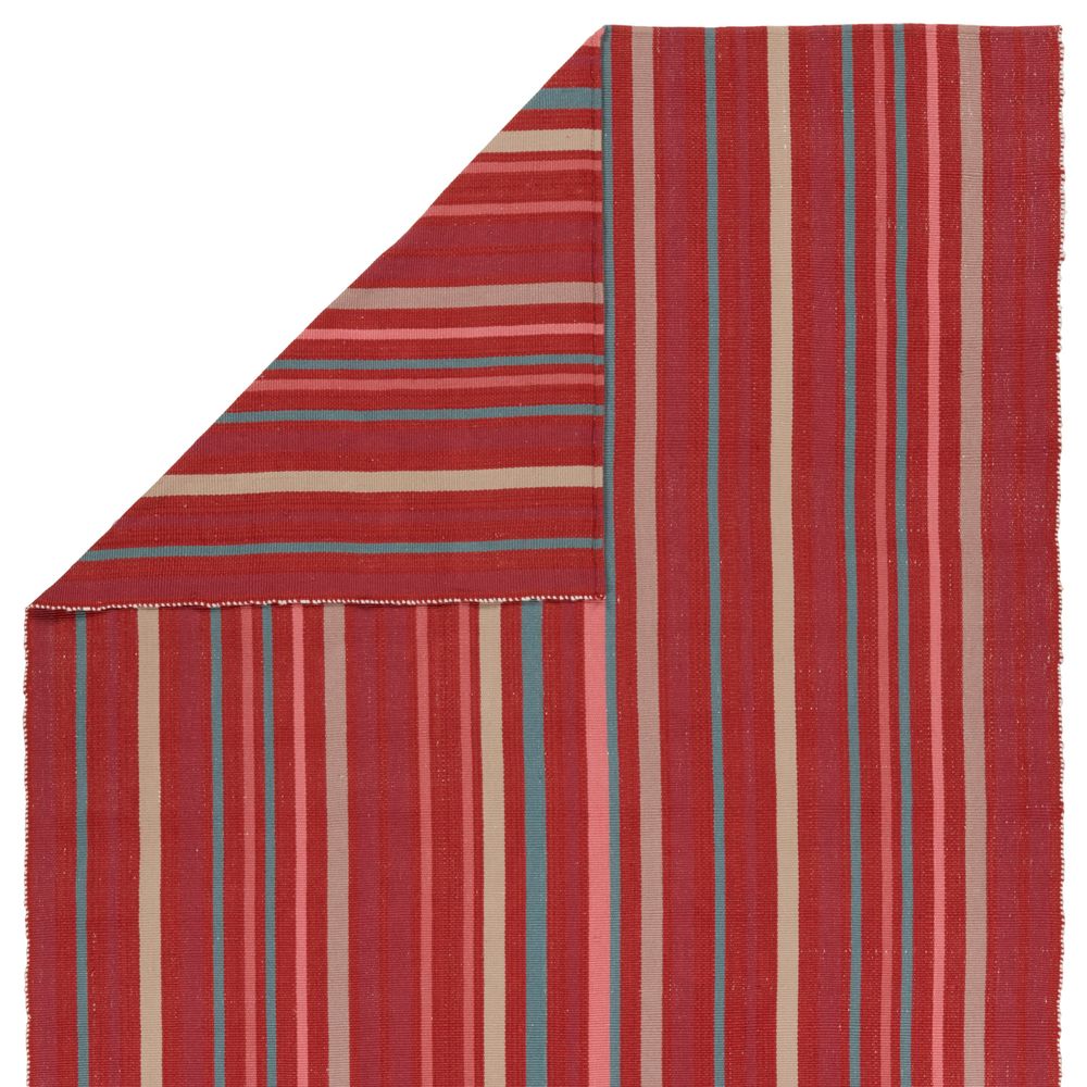 Merine Virame Handmade Striped Red/Blue Runner Rug (3'X8')