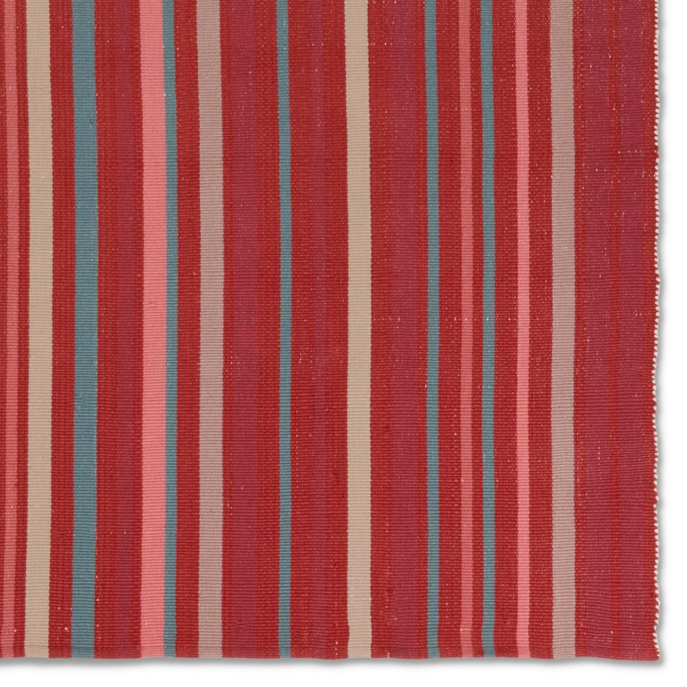 Merine Virame Handmade Striped Red/Blue Runner Rug (3'X8')