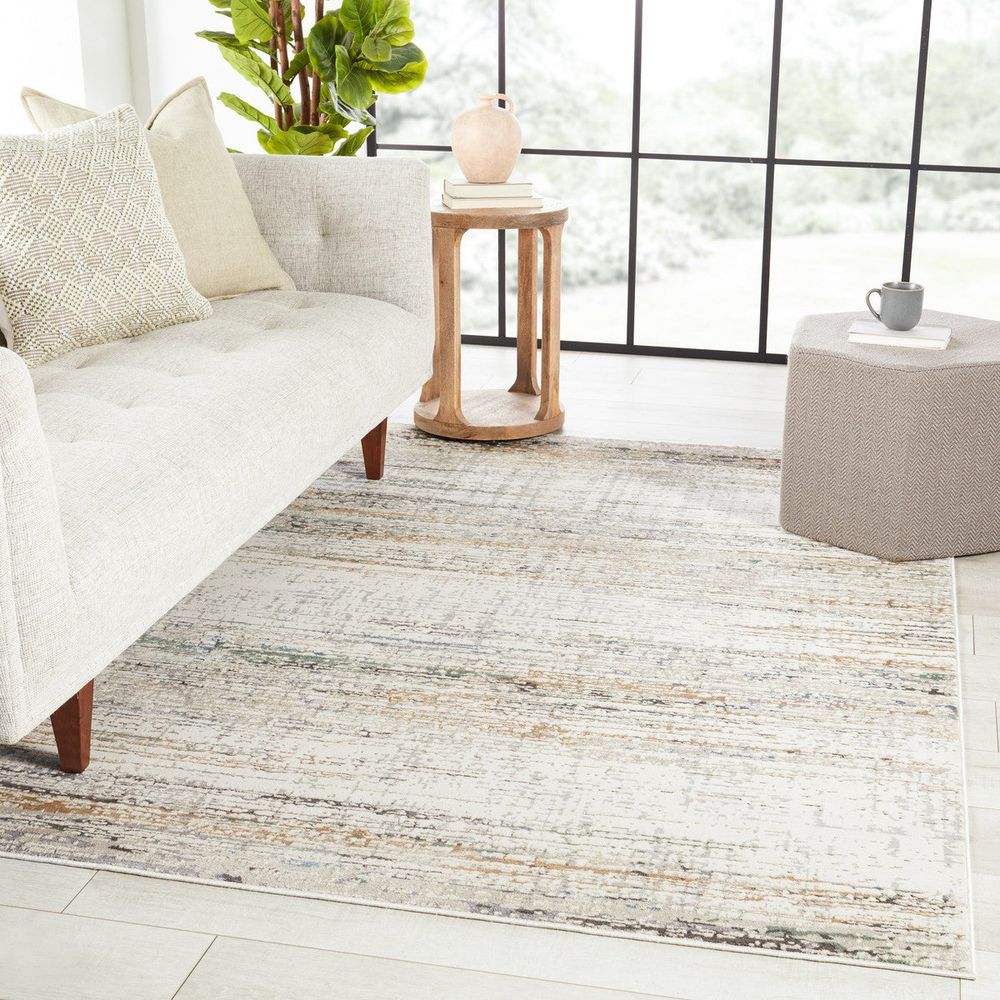 Merine Mavric Abstract Ivory/ Gold Runner Rug (2'6"X10')