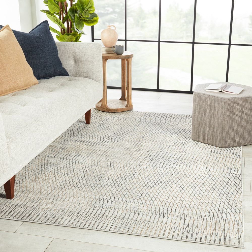 Merine Vellis Trellis Gray/ Gold Runner Rug (2'6"X10')
