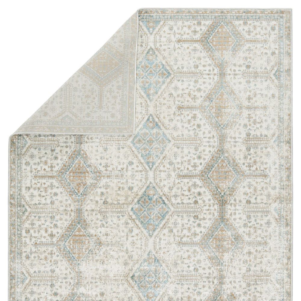 Merine Vander Trellis Gold/ Light Blue Runner Rug (2'6"X10')