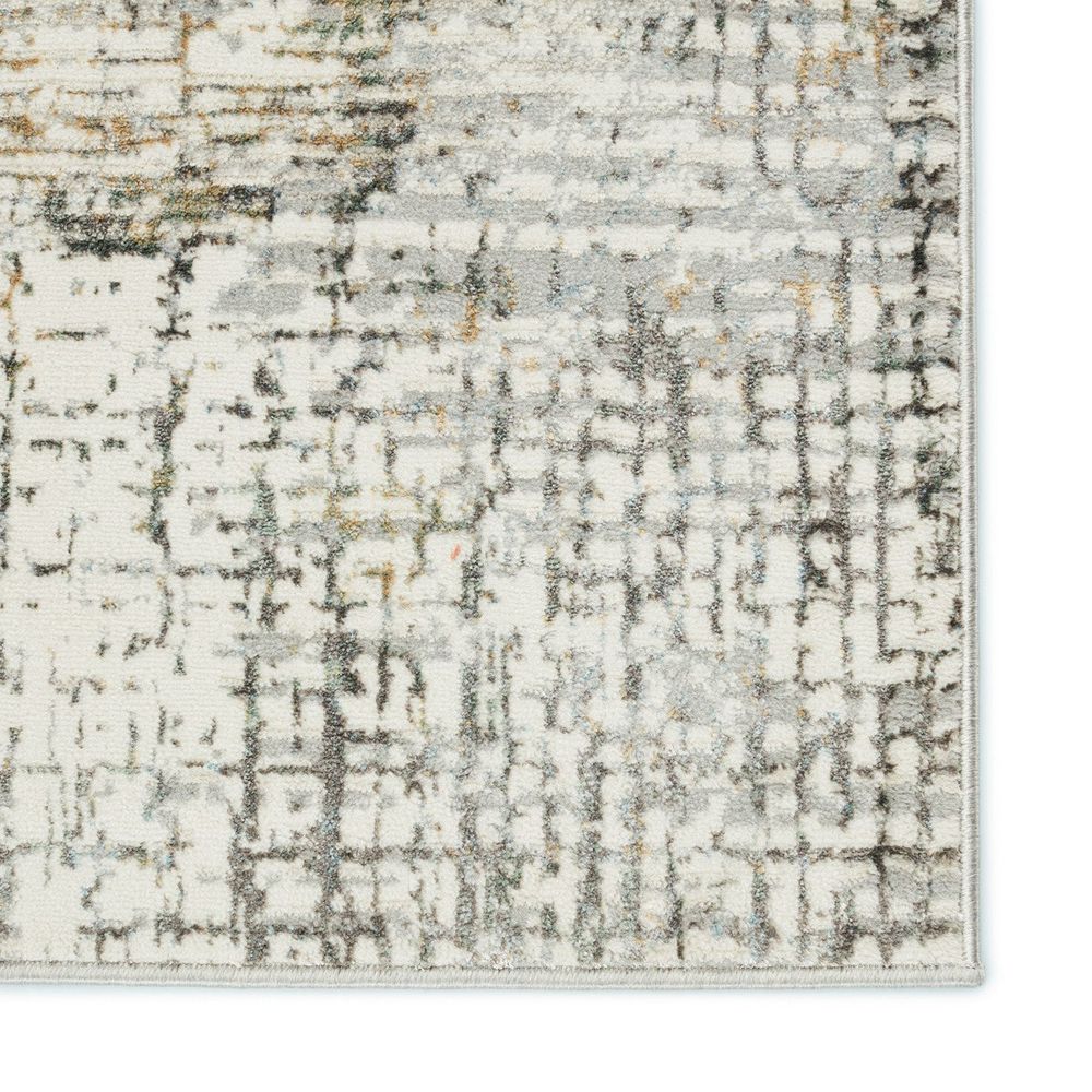 Merine Lazaro Abstract Gray/ Gold Runner Rug (2'6"X10')