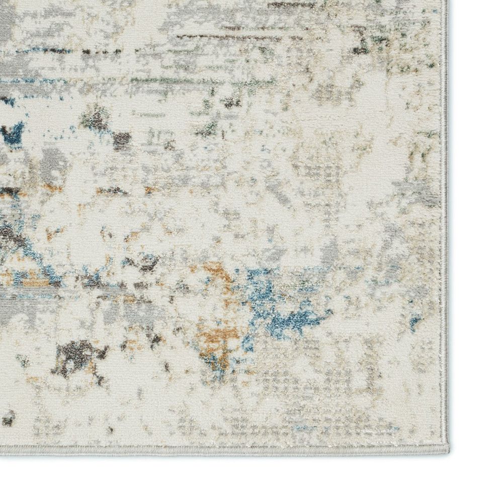 Merine Nymera Abstract Gray/ Light Blue Runner Rug (2'6"X10')