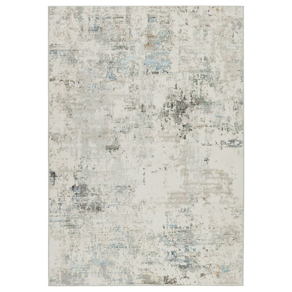 Merine Nymera Abstract Gray/ Light Blue Runner Rug (2'6"X10')