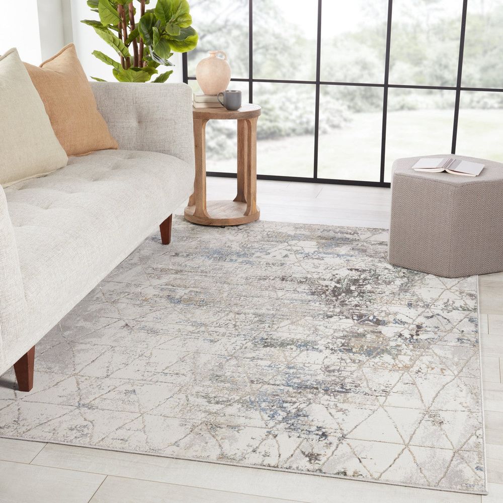 Merine Aracelia Trellis Gray/ Light Blue Runner Rug (2'6"X10')