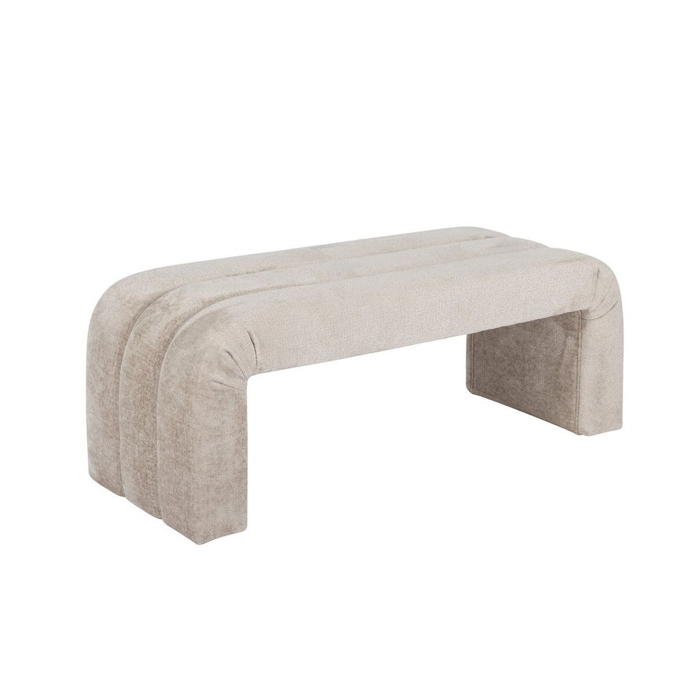 Mercer - Horizontal Channeled Bench In Taupe Textured Chenille