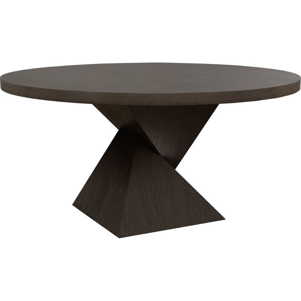 Dining Tables Newport Sculptural Base Dining Table In Dark Espresso Oak