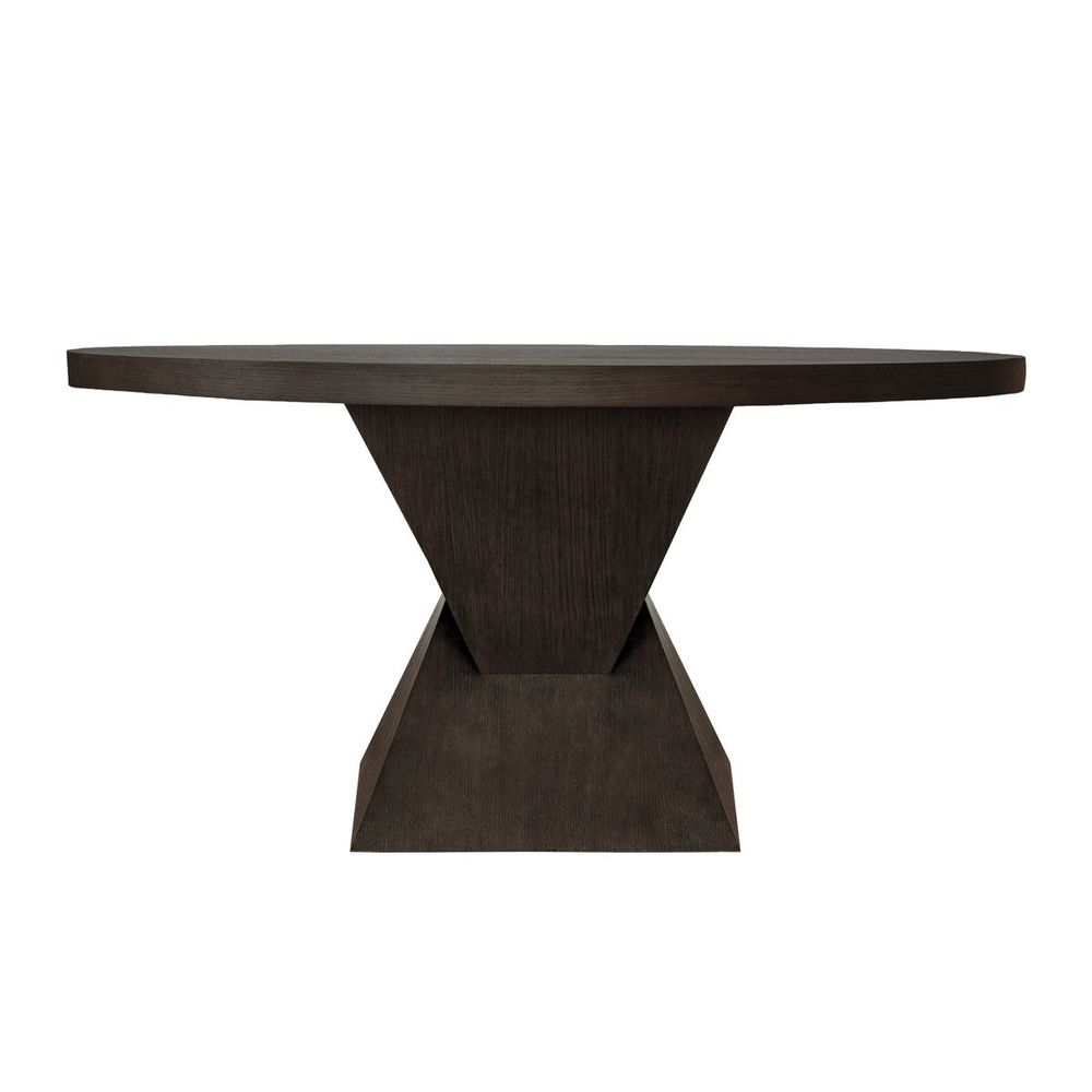 Dining Tables Newport Sculptural Base Dining Table In Dark Espresso Oak