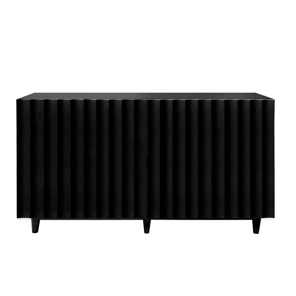 Sideboards & Credenzas Odette - Black Lacquer 4 Door Scalloped Front Cabinet
