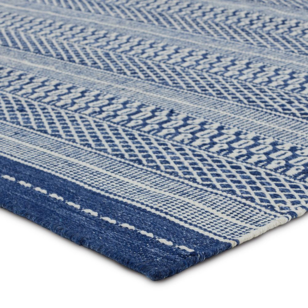 Runners Radcliffe Handmade Striped Navy/Cream Runner Rug (2'6"X8')