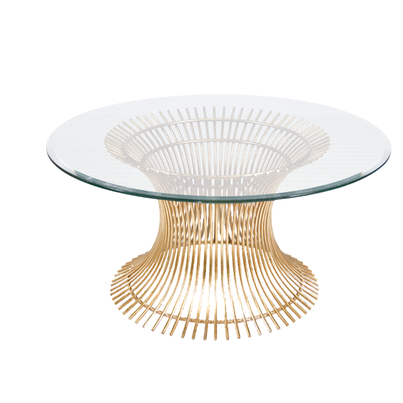 Powell Gold Leaf Coffee Table Base With 30"D Glass