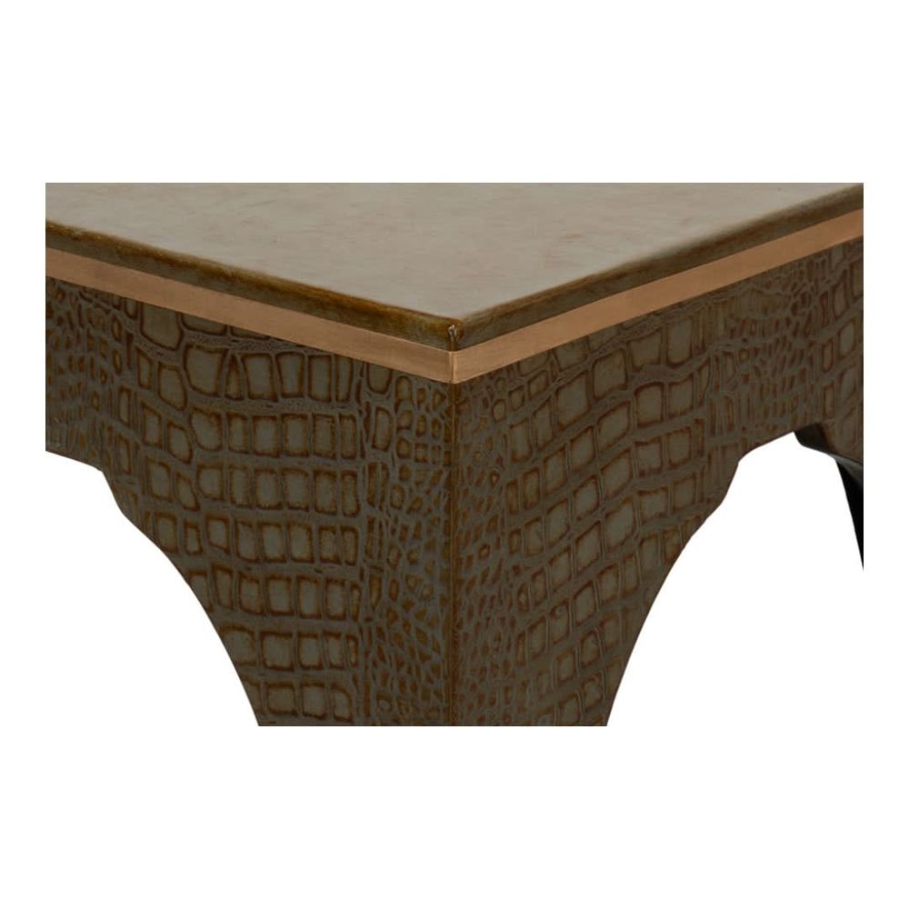 Croco Embossed Leather Stool