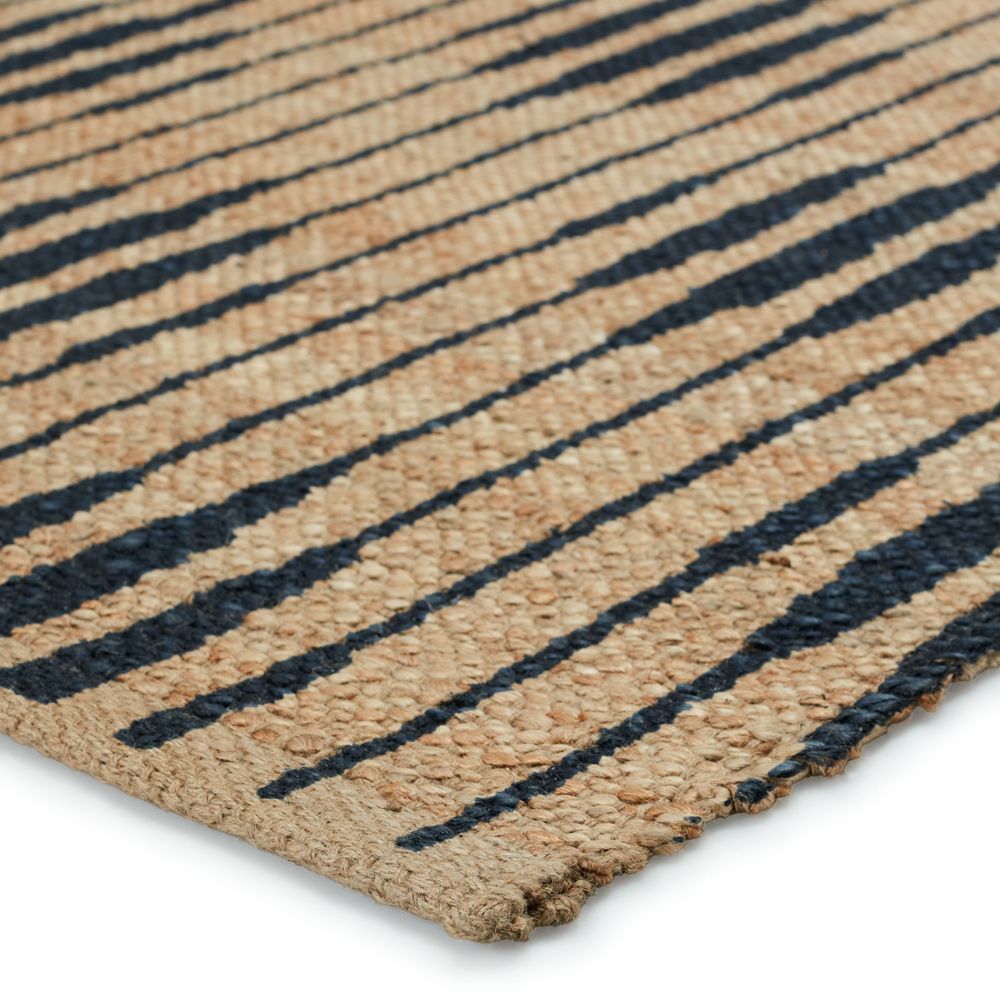 Galatea Handmade Trellis Natural/ Navy Runner Rug (2'6"X9')