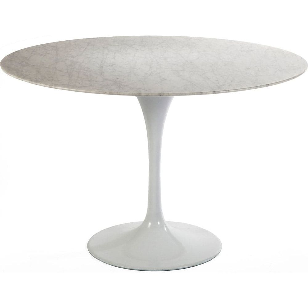Carrara Marble Pedestal Tulip Dining Table - Round-France & Son-RT335RWHITE-Dining Tables47" Diameter-6-France and Son