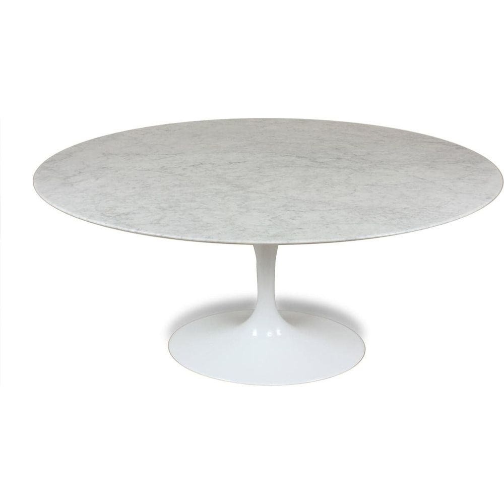 Carrara Marble Pedestal Tulip Dining Table - Oval-France & Son-RT335V6042WHT-Dining Tables60" x 42"-9-France and Son