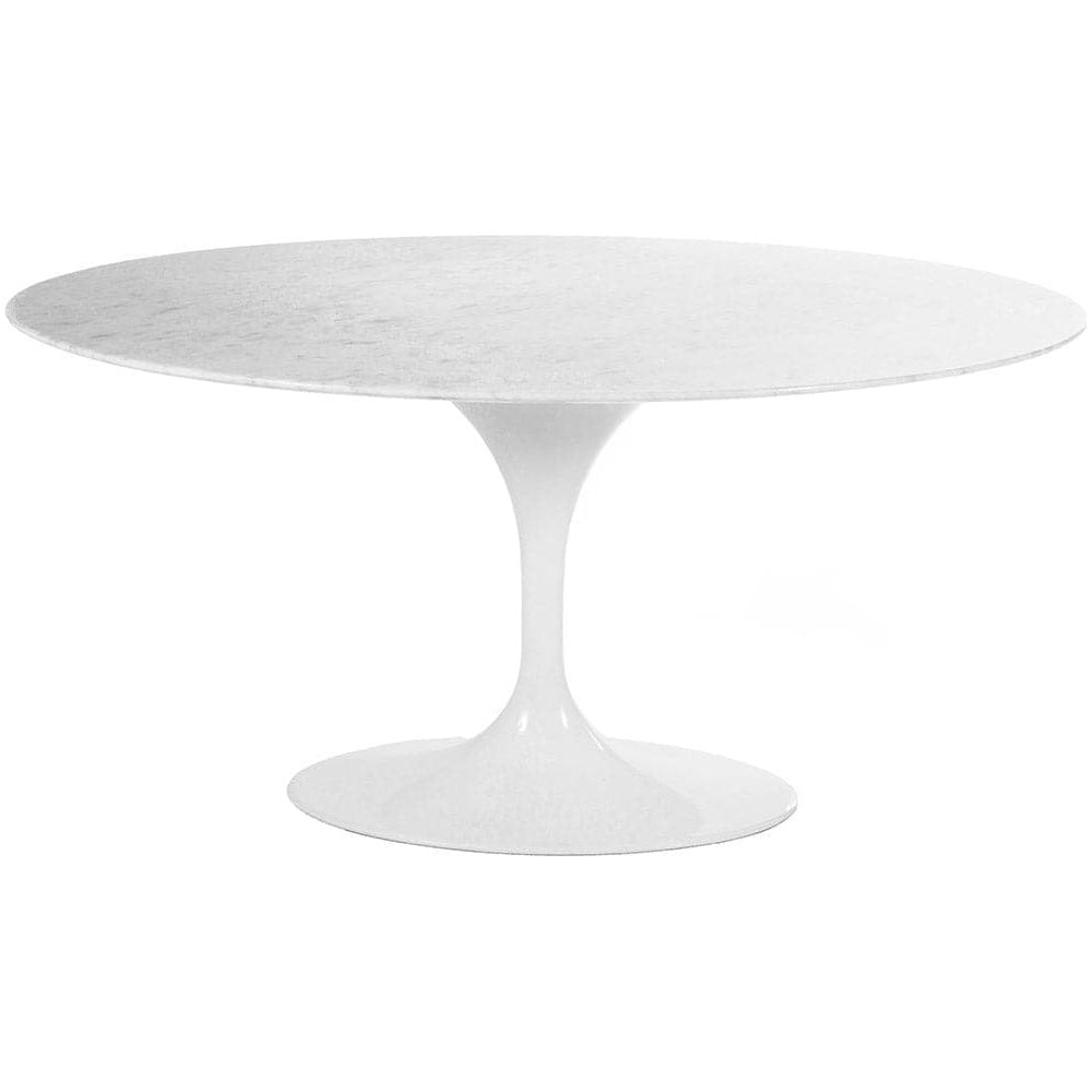 Carrara Marble Pedestal Tulip Dining Table - Oval-France & Son-RT335V6042WHT-Dining Tables60" x 42"-10-France and Son