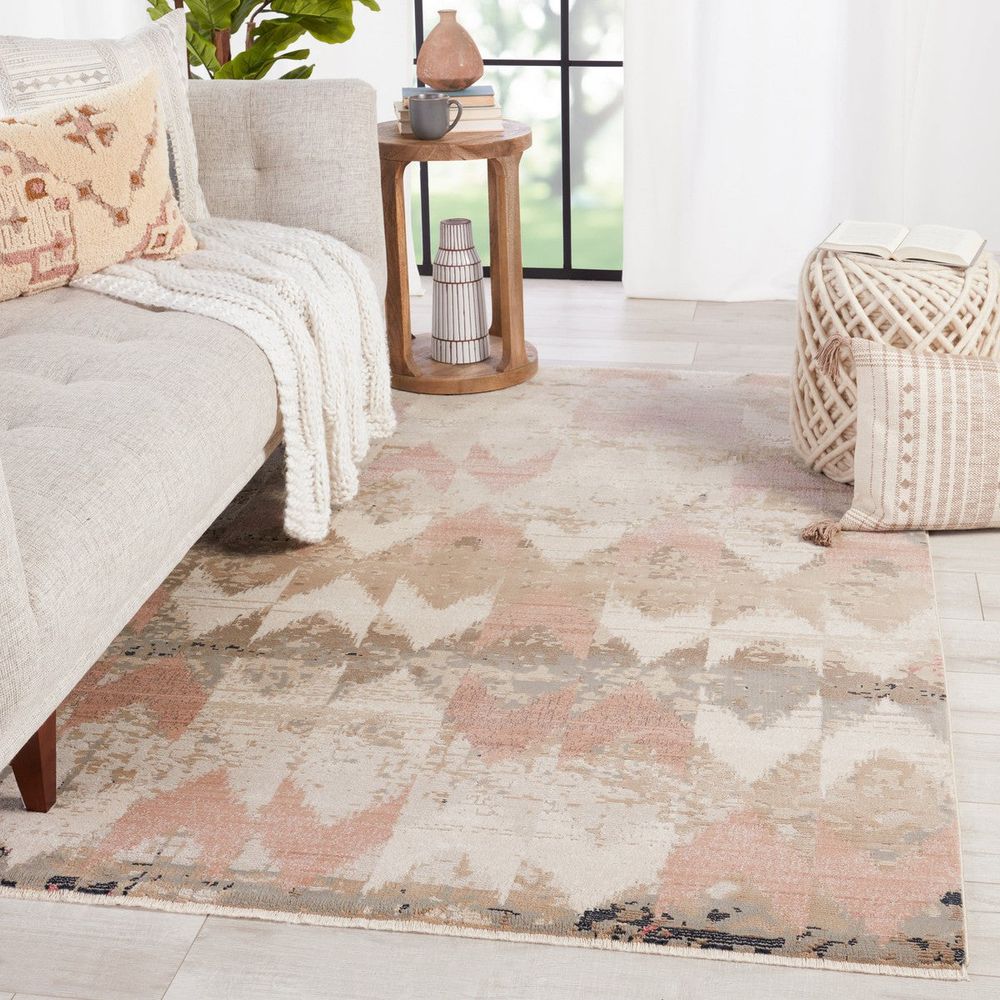 Cypress Zevi Chevron Beige/ Light Pink Runner Rug (2'6"X12')