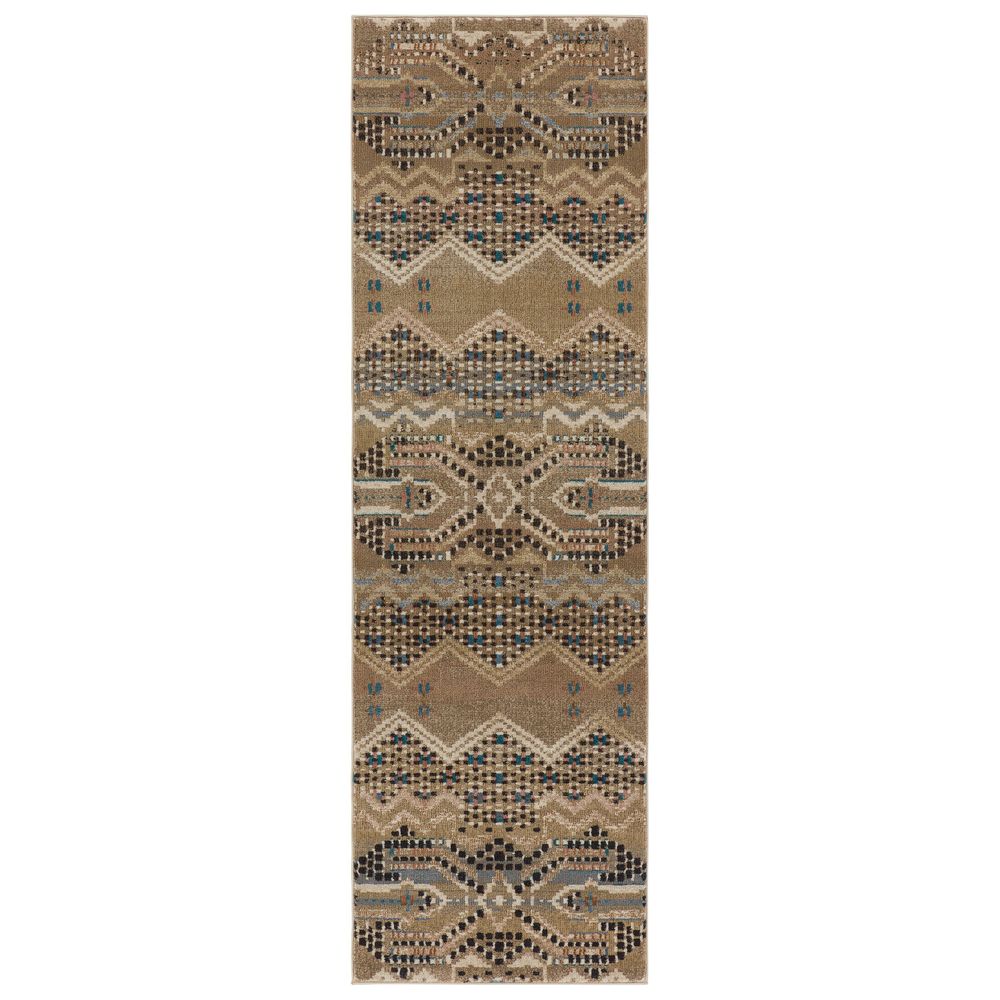 Cypress Tamari Tribal Tan/ Blue Runner Rug (2'6"X12')