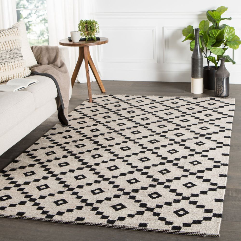 Allegro Handmade Geometric Black/ White Runner Rug (2'6"X8')