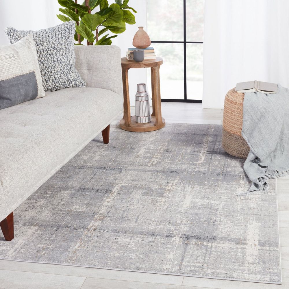Merine Liesel Abstract Light Gray/ Cream Runner Rug (3'X8')