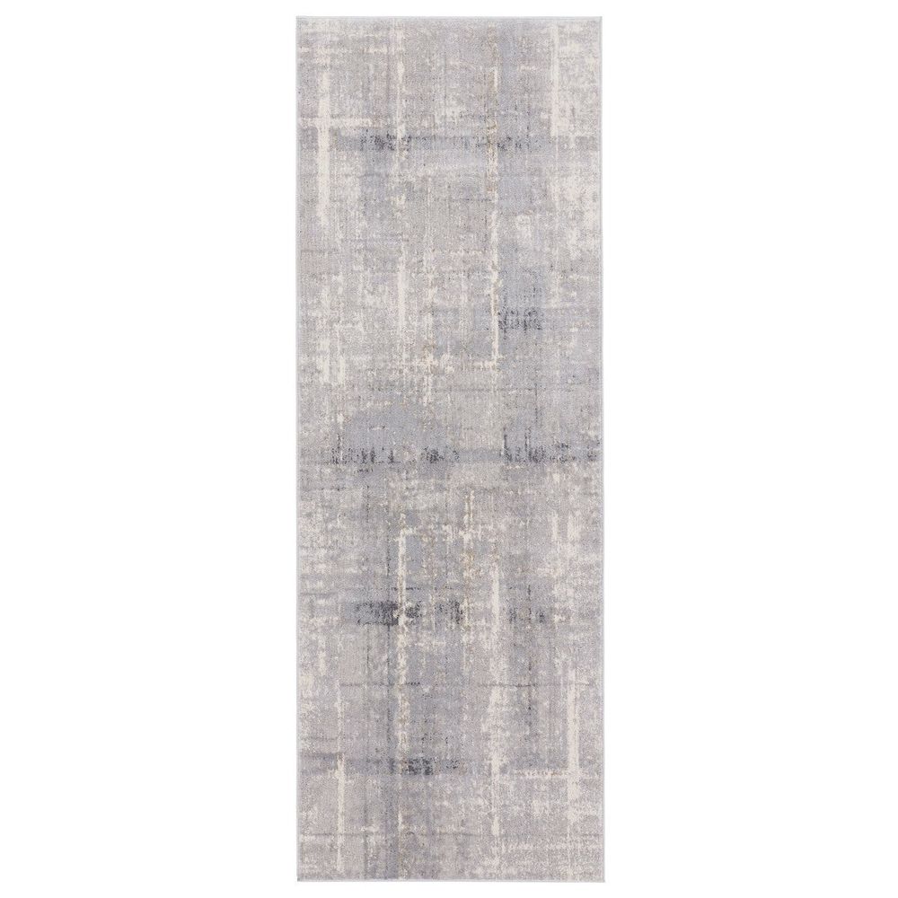 Merine Liesel Abstract Light Gray/ Cream Runner Rug (3'X8')