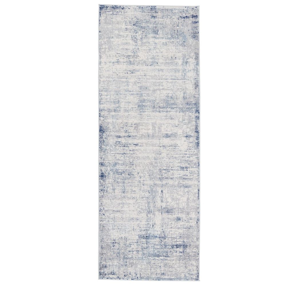 Merine Vidrien Tribal Gray/ Blue Runner Rug (3'X8')