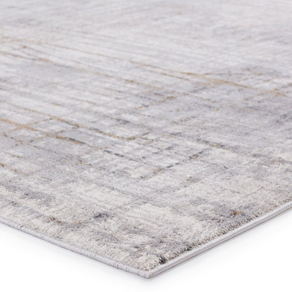 Merine Tayret Abstract Gray/ Gold Runner Rug (3'X8')