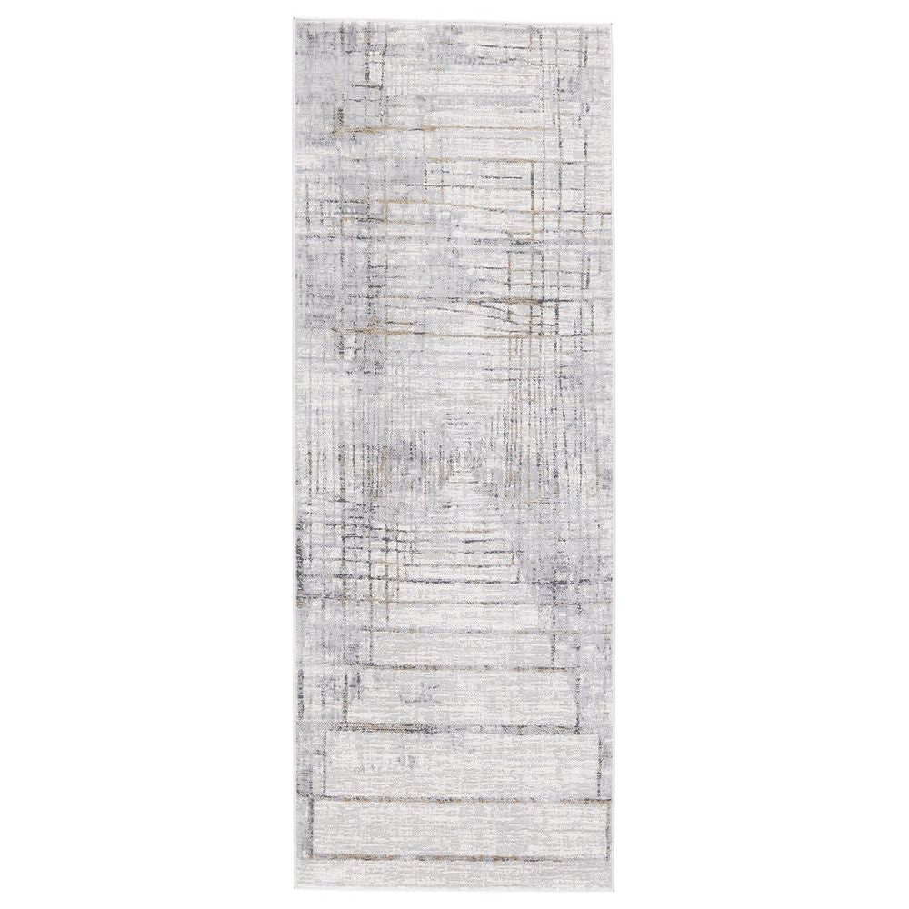 Merine Tayret Abstract Gray/ Gold Runner Rug (3'X8')