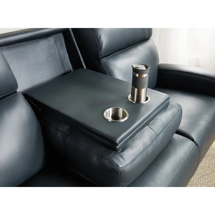 Celeste Zerog Power Sofa W/Ph & Hidden Console - Blue - Open Box