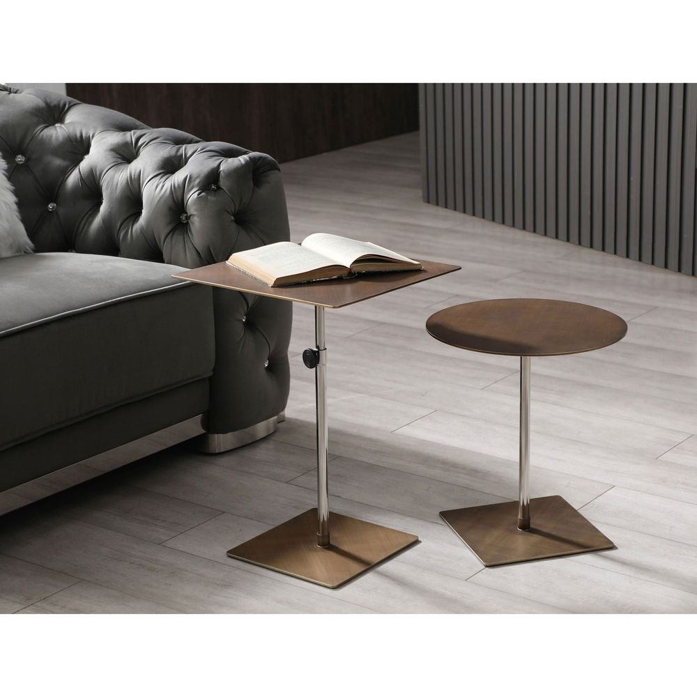 Karley Square Side Table-Whiteline Modern Living-WHITELINE-ST1876-BRZ-Side Tables-1-France and Son