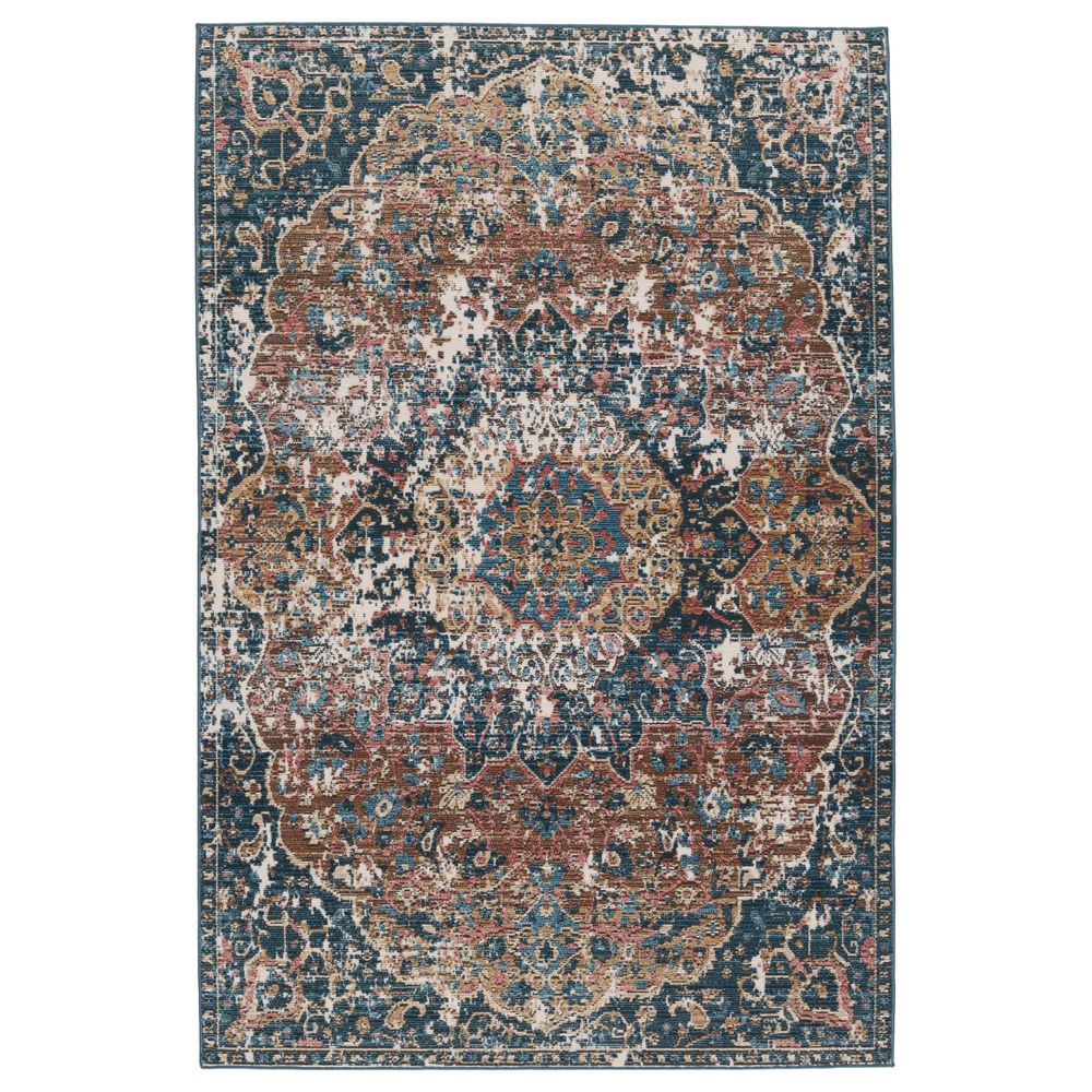 Merine Akilah Medallion Dark Blue/ Multicolor Runner Rug (2'6"X8')