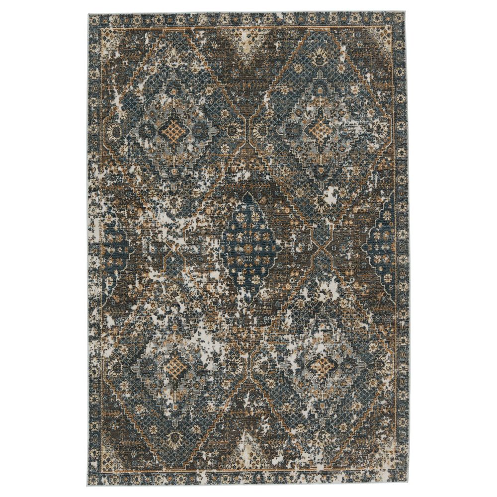 Merine Evaya Medallion Blue/ Gold Runner Rug (2'6"X8')