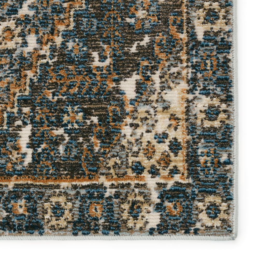 Merine Evaya Medallion Blue/ Gold Runner Rug (2'6"X8')