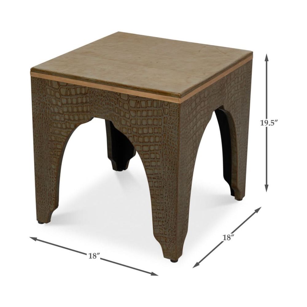 Croco Embossed Leather Stool