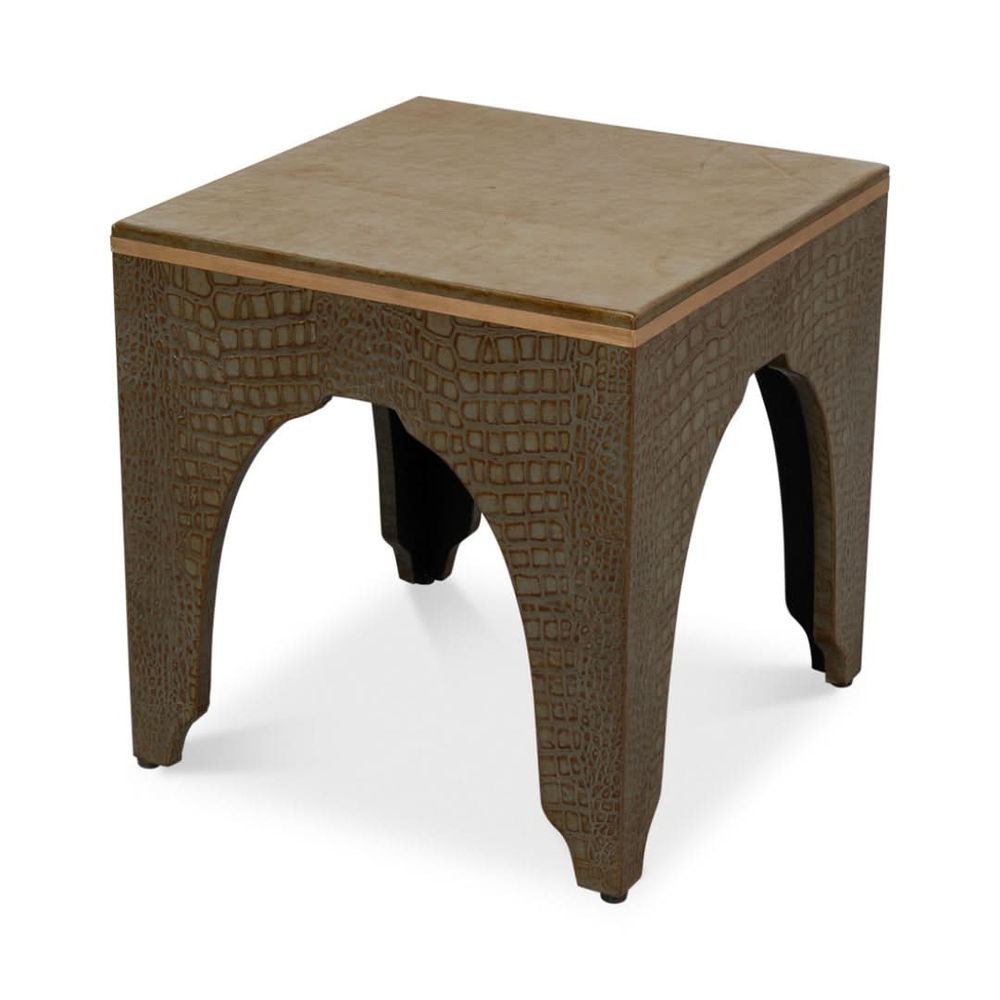Croco Embossed Leather Stool