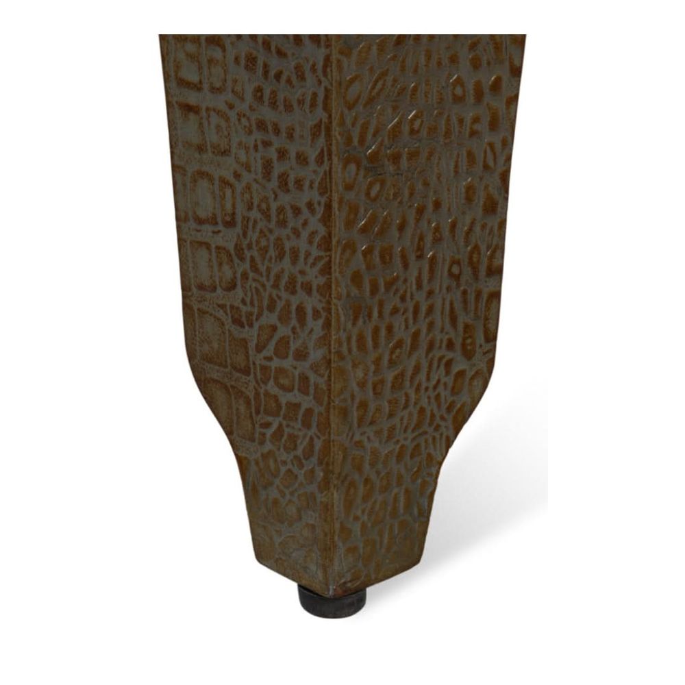 Croco Embossed Leather Stool