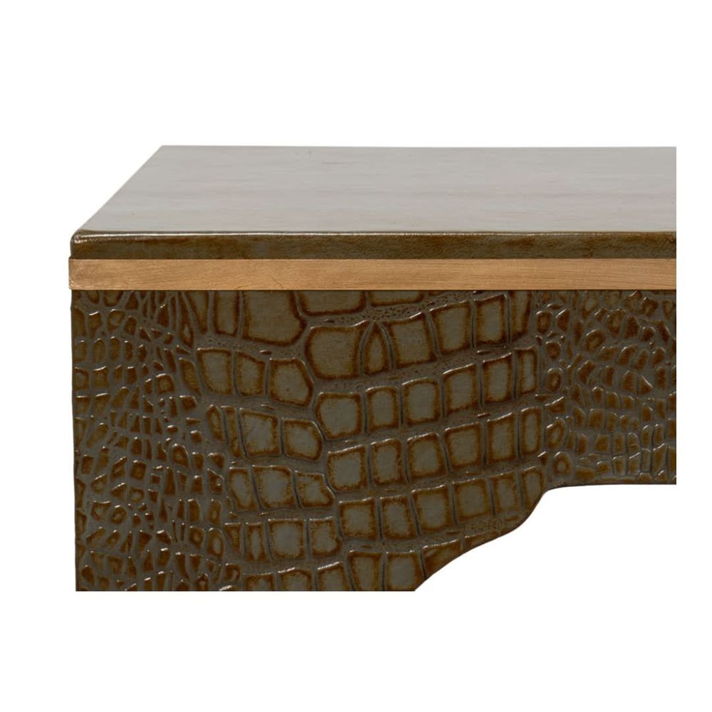 Croco Embossed Leather Stool