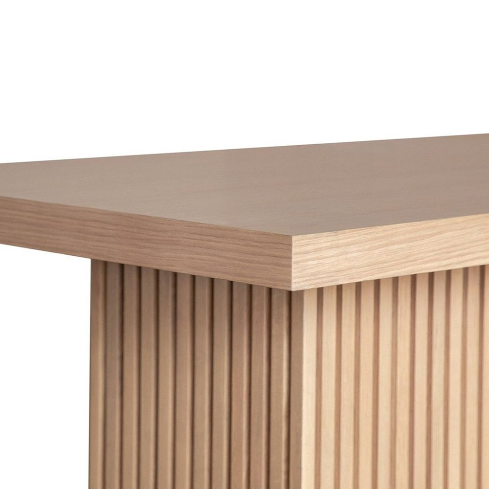 Console Tables Vanna - Slatted Pedestal Base Console Table In Natural Oak