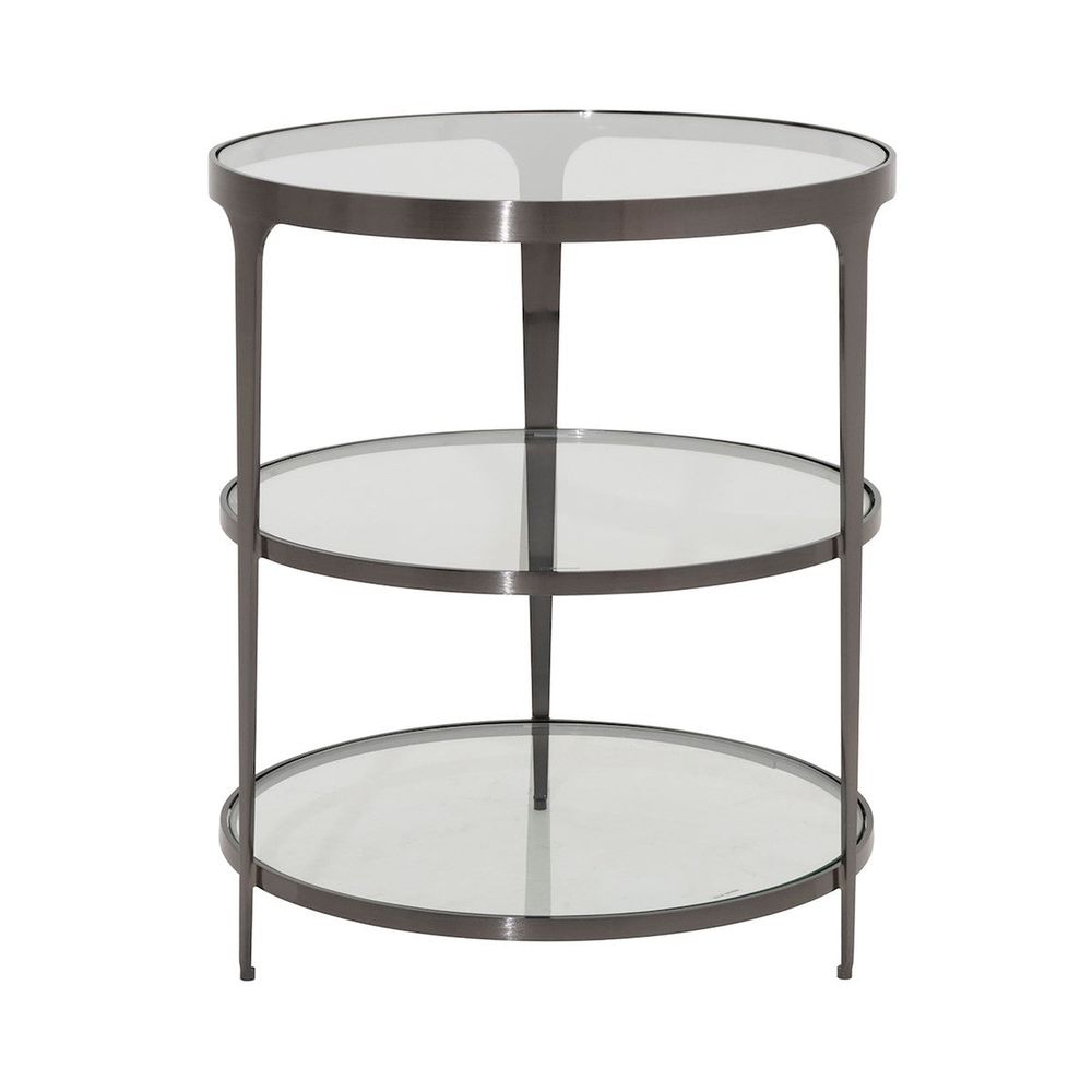 Side Tables Vienna - Three Tier Glass Top Round End Table In Gunmetal