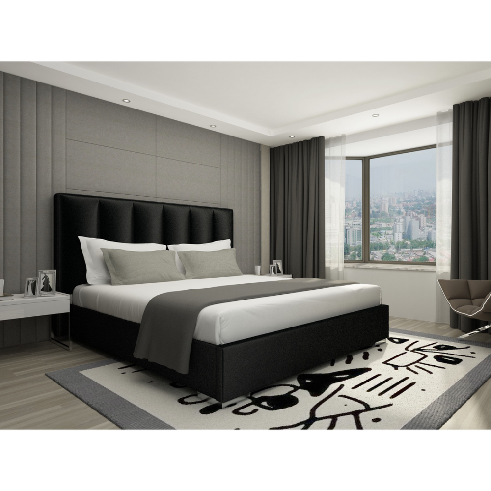 Velvet Bed-Whiteline Modern Living-WHITELINE-BQ1655-BLK-BedsBlack-Queen-8-France and Son