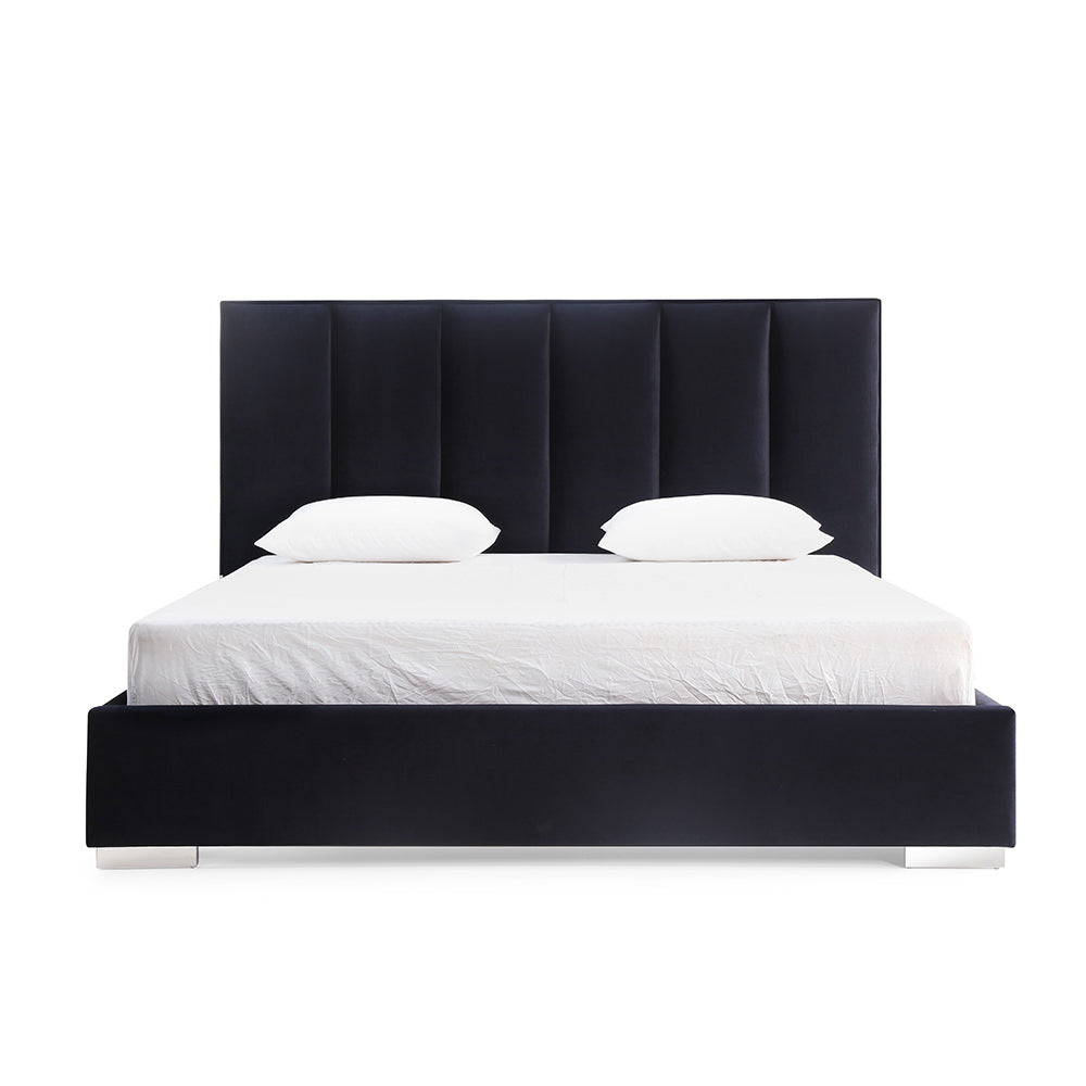 Velvet Bed-Whiteline Modern Living-WHITELINE-BK1655-BLK-BedsBlack-King-7-France and Son