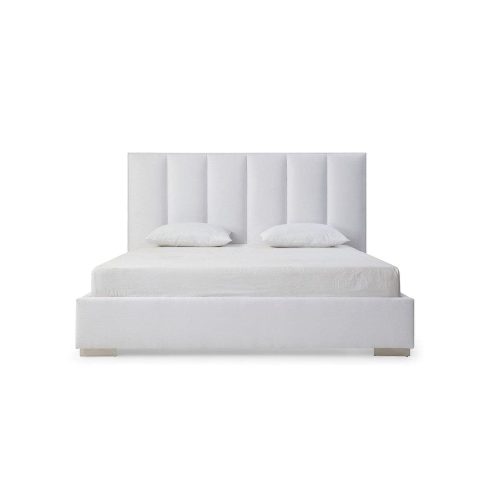 Velvet Bed-Whiteline Modern Living-WHITELINE-BK1655-WHT-BedsWhite-King-9-France and Son