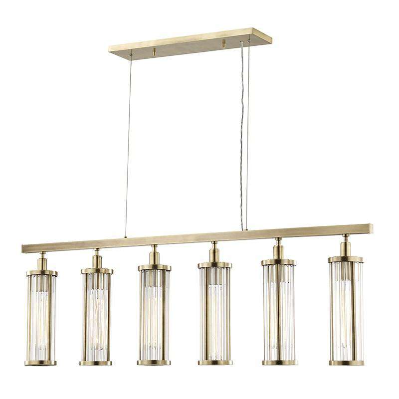 Marley 6 Light Island Light-Hudson Valley-HVL-9146-AGB-PendantsAged Brass-1-France and Son