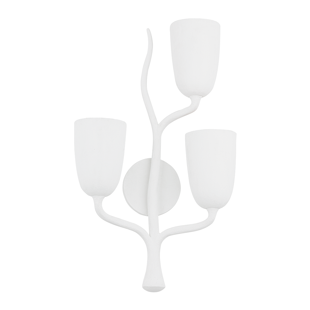 Vine 3 Light Wall Scone-Hudson Valley-HVL-5003-R-WP-Wall LightingWhite Plaster Right-4-France and Son