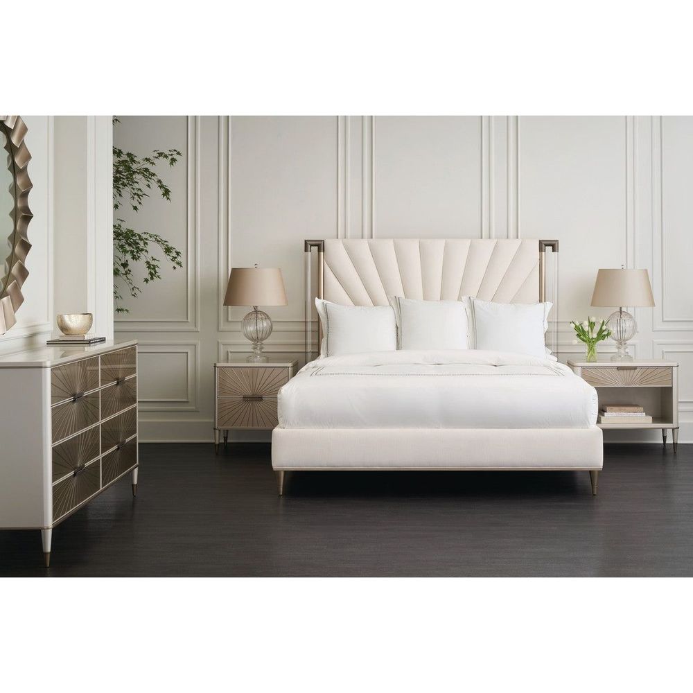 Serena Uph Queen Bed - Gold, Bronze, Beige