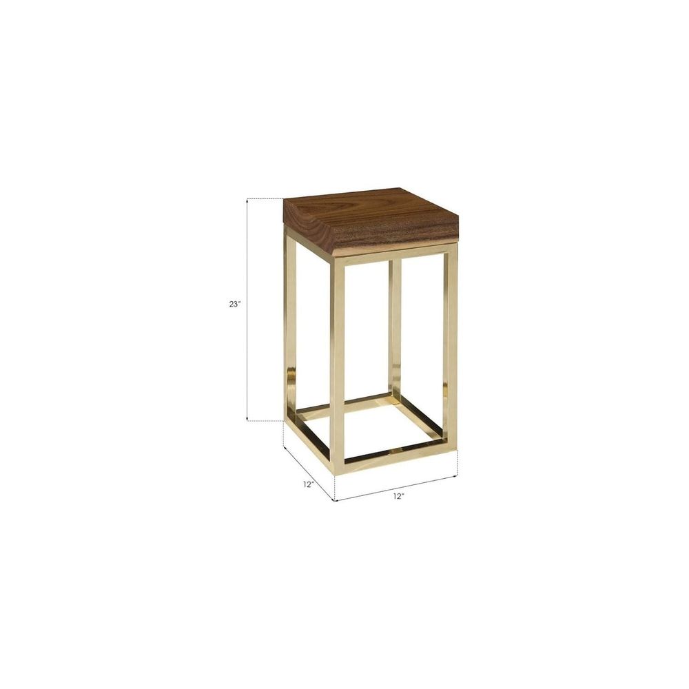 Hayden End Table Natural - Narrow - Square - Plated Brass Base-Phillips Collection-PHIL-CH72065-End Table-3-France and Son