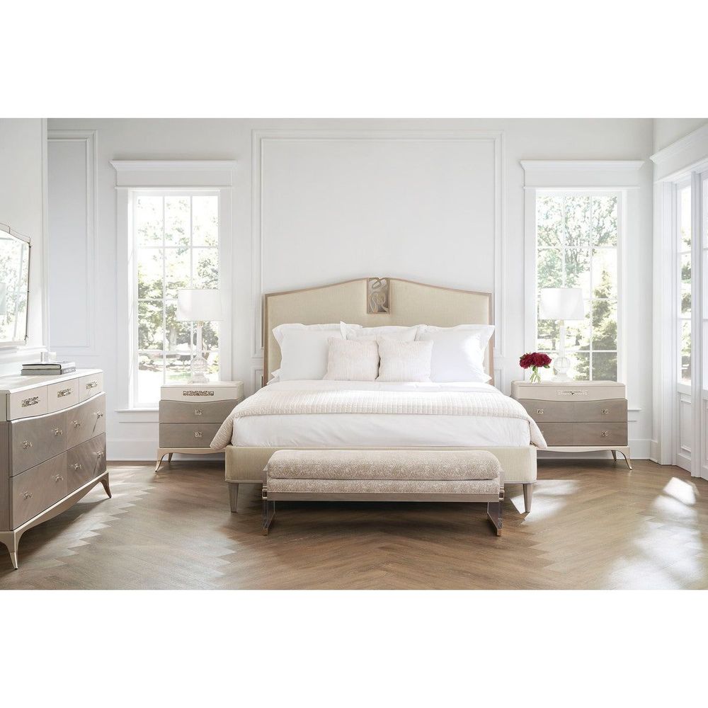 Beds Anthem Uph Queen Bed - Brown, Gold, Beige